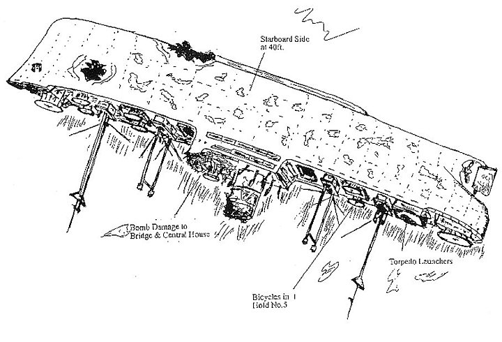 Kiyosumi.jpg - Sketch of the Kiyosumi Maru as she rests on the seabed