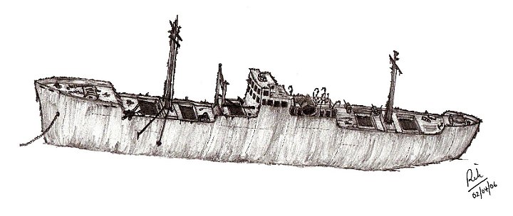 NippoMaru2.jpg - Sketch of the Nipo Maru as she rests on the seabed