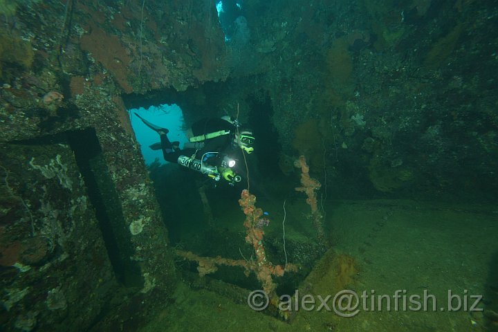 Nippo_Maru-148.JPG - Maz swims through bridge companion way