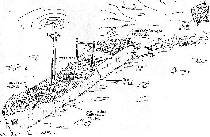 sankisan.jpg - Sketch of the Sankisan Maru as she rests on the seabed