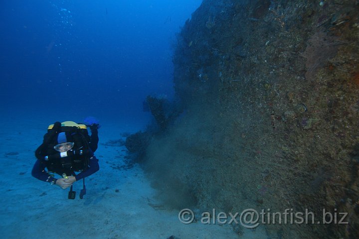 Tama_Maru-7.JPG - Gordon swims along the hull