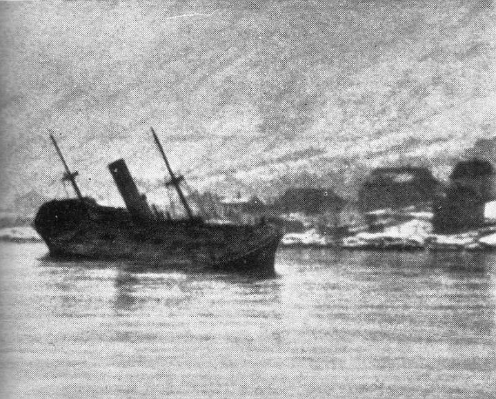 narvik6.jpg - All resistance ceased in Narvik Harbour where the shore batteries were silenced and an enemy transport lay wrecked and aground.