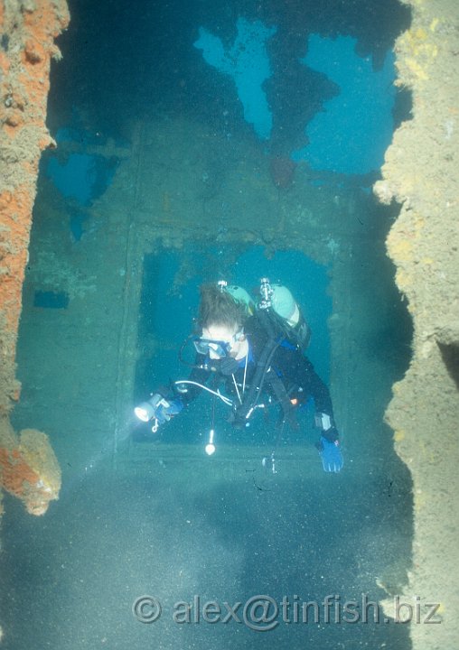 Scan505.jpg - Swiming through the bridge superstructure on the Ekkai Maru