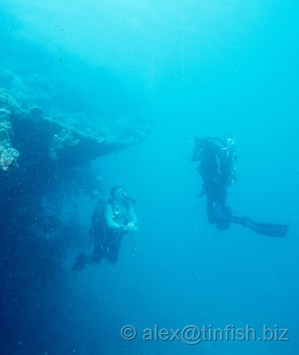 Wreck3.jpg - Divers swimming around the Gunboat