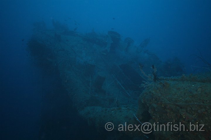 USS_Aaron_Ward-344.JPG - The crumpled bow from the impact with the sea floor